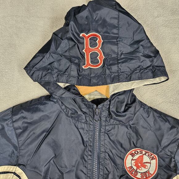 Majestic Boston Red Sox Jacket Toddler Size 3T Blue Red Logo Rain Jacket Hooded - Picture 2 of 16